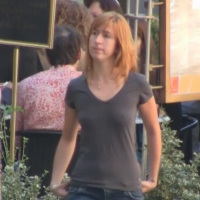 Braless redhead