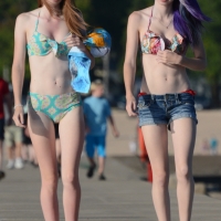 Dump of a bunch of candid beach and bikini babes with sexy bodies Twins (4).JPG