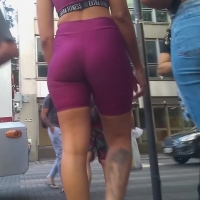 Purple spandex ass