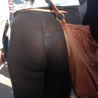 Hot brunette in see through black leggings