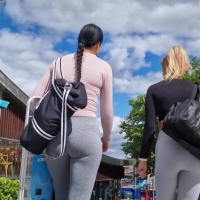 Two grey leggings babes
