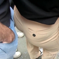 Tight tan pants