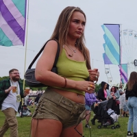 Braless festival chick