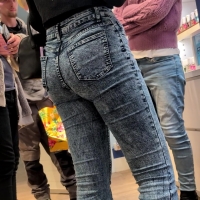 Blonde in flared jeans
