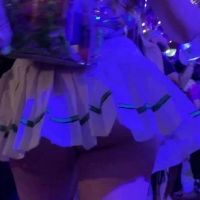 Dancing girl shows cheeks