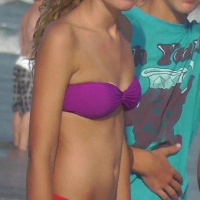 Cute blonde beach babe