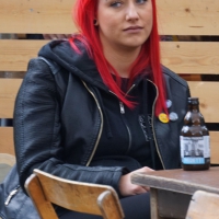 Red haired girl with a thick booty in tight leggings Red haired girl in leggings