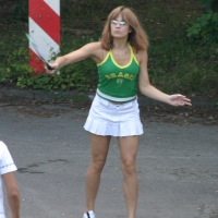 Pretty girl playing tennis in a skirt and walking in jeans Pretty tennis babe