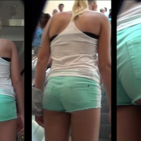 Blonde babe showing cheeks