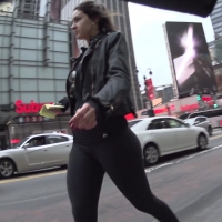 Sexy NYC brunette in leggings