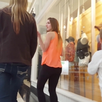 Adorable teen in back leggings