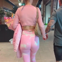 Pink leggings milf