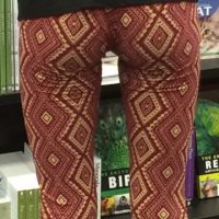 Bookstore teen in tight patterned leggings with a nice ass Bookstore teen in leggings