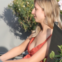 Cute blonde neighbors sitting outside Cute blonde neighbors