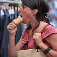 Brunette milf licking and eating ice cream Milf eating ice cream