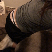 Thick girlfriend in shorts with panty peeks and panties laying on the floor Girlfriend in short and panties laying around