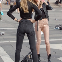 Various candid beautiful women in different outfits in public 98482383@N03_47844603802_Tight and Black 1.jpg