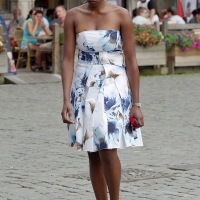 Various candid beautiful women in different outfits in public 98482383@N03_48411080212_Ebony Girl in a Summer Dress 1.jpg