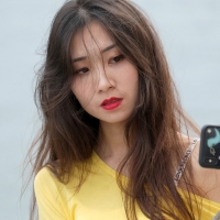Various candid beautiful women in different outfits in public 98482383@N03_48443204567_Yellow Top, Great Hair 1.jpg