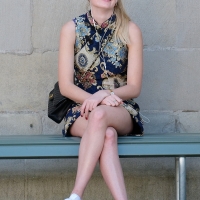 Various candid beautiful women in different outfits in public 98482383@N03_48686168423_Sitting on a Bench 1.jpg