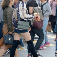 Various candid beautiful women in different outfits in public 98482383@N03_48933522181_Shorts and Overknees 3.jpg