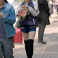 Various candid beautiful women in different outfits in public 98482383@N03_48933522701_Shorts and Overknees 1.jpg