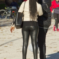 Various candid beautiful women in different outfits in public 98482383@N03_48983710488_Shiny Pants 1.jpg