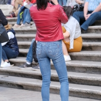 Various candid beautiful women in different outfits in public 98482383@N03_49848947391_Ice Cream and Phone 1.jpg