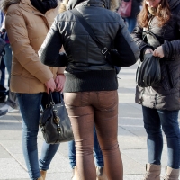 Multiple hot candid babes in tight jeans and pants 98482383@N03_16655590785_Golden Pants 2.jpg