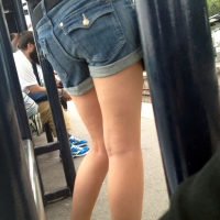 Candid girl in high heels and shorts with sexy legs Candid Ass Teen With High Heels_87B86B4.jpg