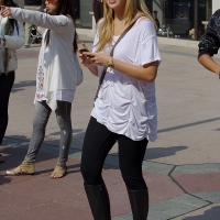 Public sexy girls out in tight leggings 98482383@N03_15170408764_Blonde Beauty in White and Black 2.jpg