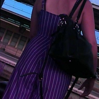 Candid lady in tight purple striped pants 68274979.jpg