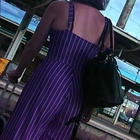 Candid lady in tight purple striped pants 68274977.jpg