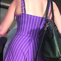 Candid lady in tight purple striped pants 68274988.jpg