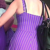 Candid lady in tight purple striped pants 68274989.jpg