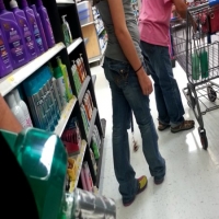 Skinny teen in jeans shopping at Walmart 39562148.jpg