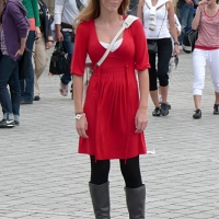 Candid sexy girls in skirts and dresses in public 98482383@N03_15400785071_Red Dress, Grey Boots 2.jpg