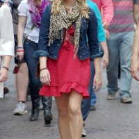 Candid sexy girls in skirts and dresses in public 98482383@N03_21331597236_Blonde in a Red Dress 2.jpg