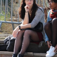 Candid sexy girls in skirts and dresses in public candidsexystreet_35517339084_Busted by a very beautiful girl with glasses.jpg