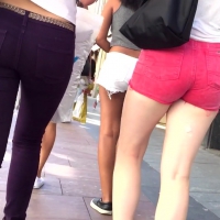 Brunette in leggings, blonde in shorts and teen cheeks
