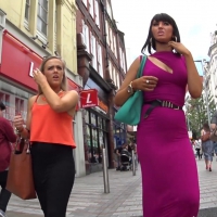 Blonde and brunette in tight dresses
