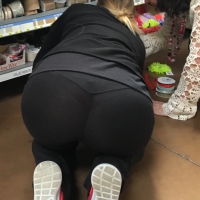 Blonde milf with a nice ass and vtl in leggings on her knees bending over Blonde milf on her knees