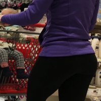 Brunette milf with a nice ass in leggings at Target Brunette milf ass