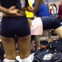 Volleyball ass in spandex shorts