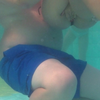 Underwater babe with her hand on her pussy
