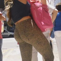Girl with great ass in cheetah leggings