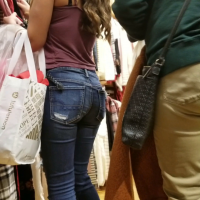 Caramel skin girl in jeans