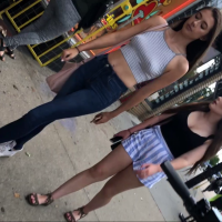 Sexy braless babe with a friend