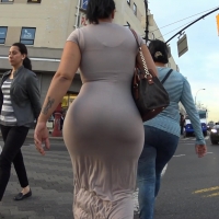 Pear Latina booty in tight dress