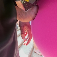 Pink spandex groping